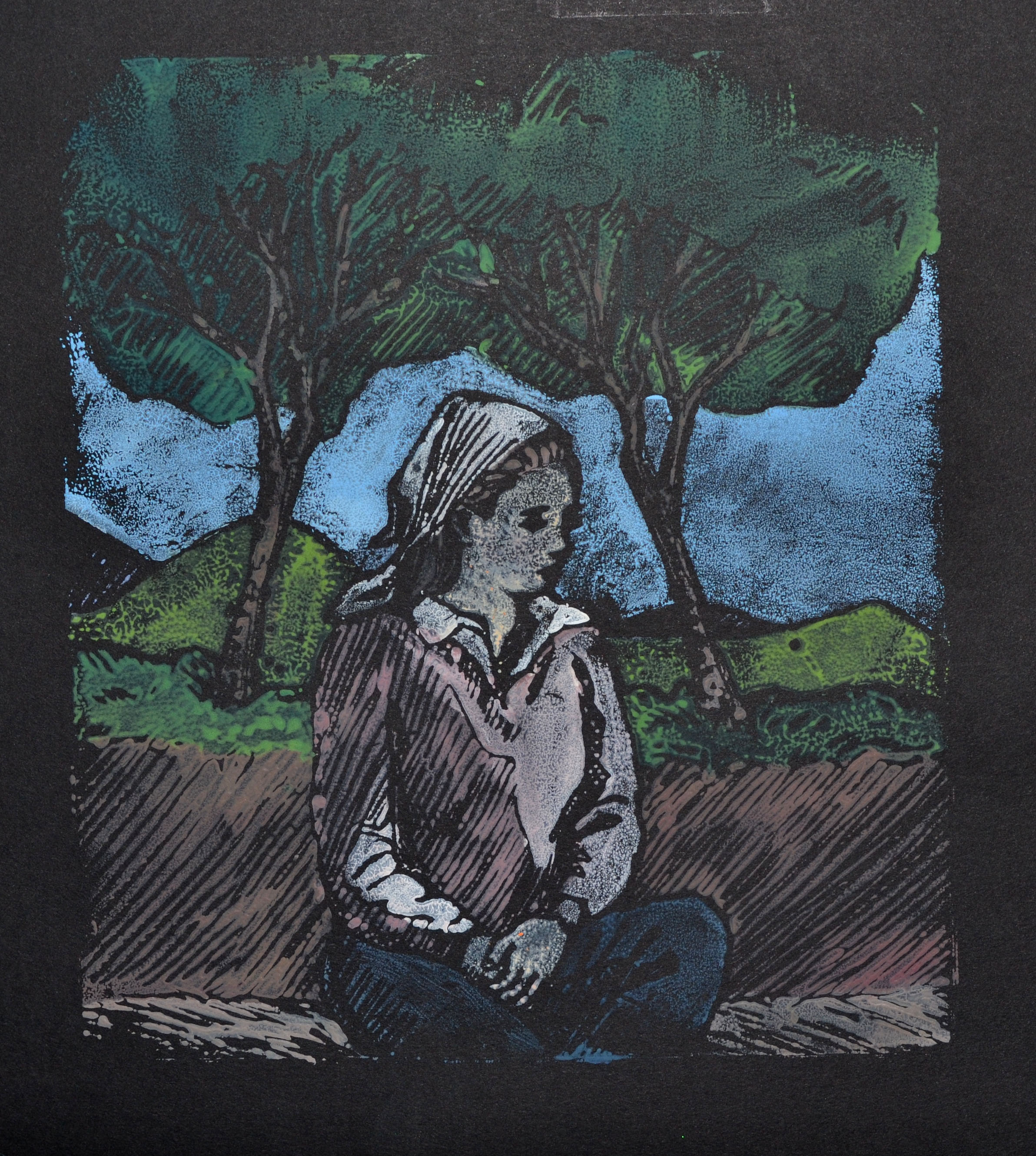 Printmaking jigsaw girl